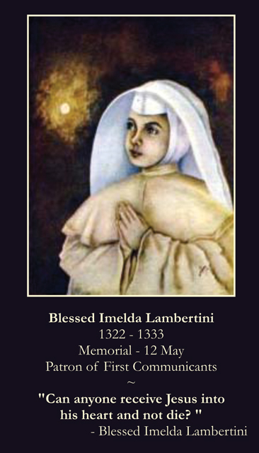 Blessed Imelda Lambertini Prayer Card